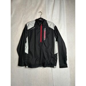 Snake Eyes Weather-18 Mens Quarter Zip Golf Windbreaker Jacket Black Grey Medium
